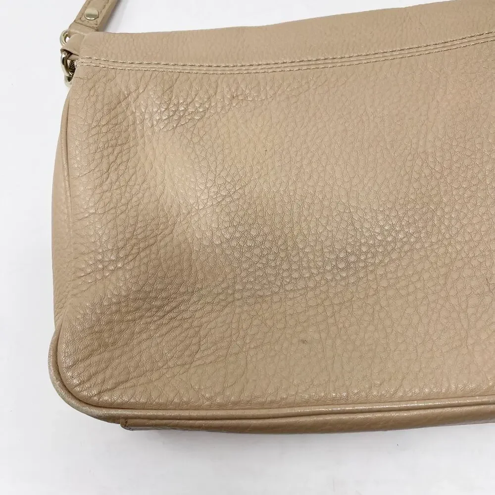 Kate Spade Taupe Cobble Hill Crossbody Leather Bag Flap Top Zip Pocket Pebbled